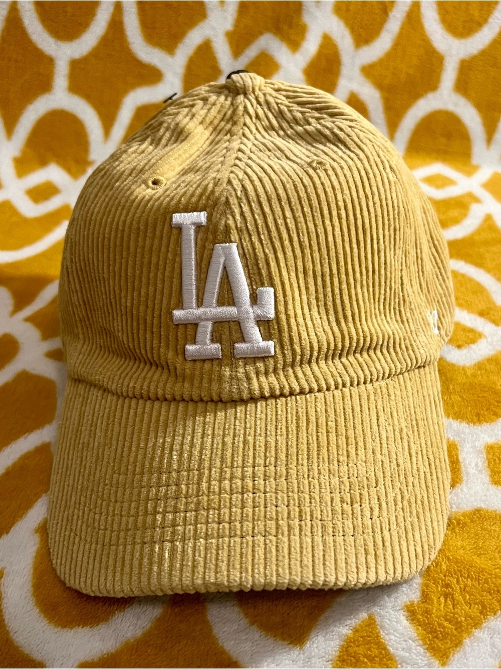 Corduroy LA Baseball Cap for Kids - Mustard Yellow